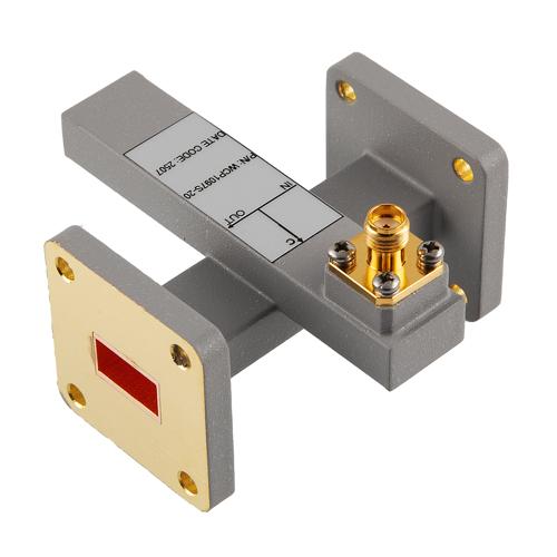 20 dB WR-51 Waveguide Crossguide Coupler with UG Square Flange and SMA Female Coupling Port from 16 GHz to 17.5 GHz in Brass FMWCP1097S-20