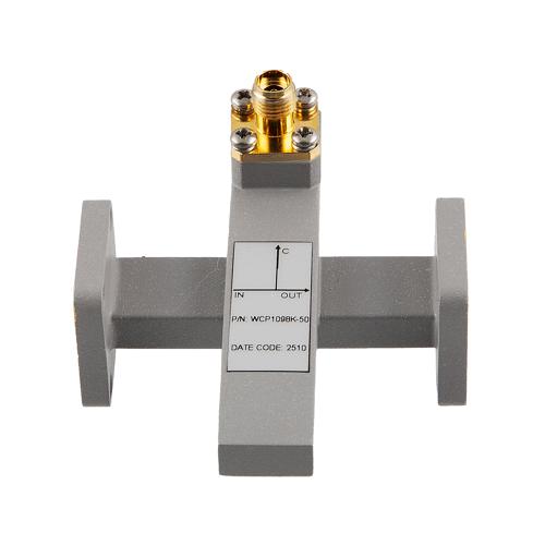 50 dB WR-42 Waveguide Crossguide Coupler with UG-595/U and 2.92mm Female Coupling Port from 17.6 GHz to 26.7 GHz in Brass FMWCP1098K-50