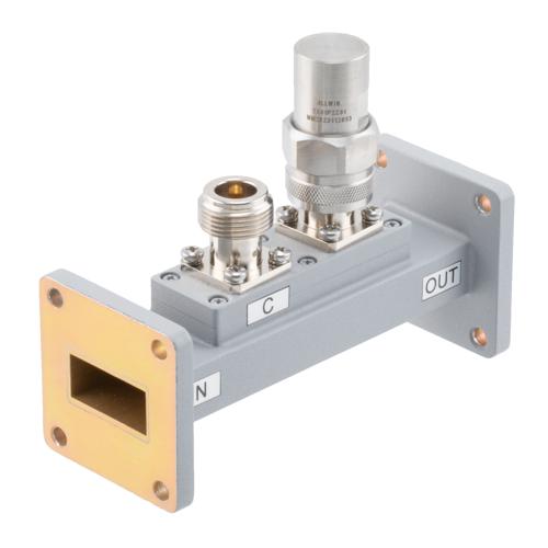 40 dB WR-90 Waveguide Loop Coupler, UG Cover Flange, N Female Coupled Port, 8.2 GHz to 12.5 GHz in Aluminum FMWCP1100N-40