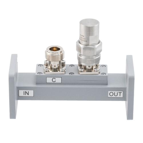 40 dB WR-90 Waveguide Loop Coupler, UG Cover Flange, N Female Coupled Port, 8.2 GHz to 12.5 GHz in Aluminum FMWCP1100N-40