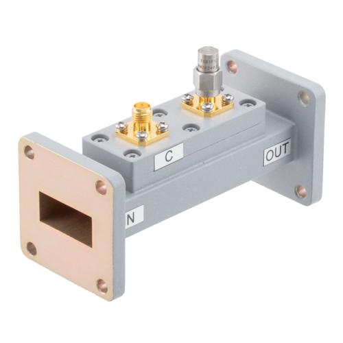 30 dB WR-90 Waveguide Loop Coupler, UG Cover Flange, SMA Female Coupled Port, 8.2 GHz to 12.5 GHz in Aluminum FMWCP1100S-30