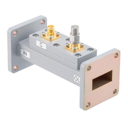 30 dB WR-90 Waveguide Loop Coupler, UG Cover Flange, SMA Female Coupled Port, 8.2 GHz to 12.5 GHz in Aluminum FMWCP1100S-30