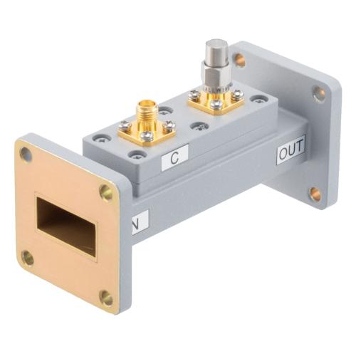 50 dB WR-90 Waveguide Loop Coupler, UG Cover Flange, SMA Female Coupled Port, 8.2 GHz to 12.5 GHz in Aluminum FMWCP1100S-50