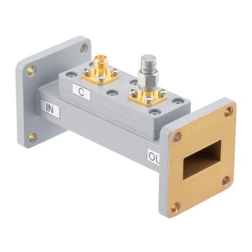 50 dB WR-90 Waveguide Loop Coupler, UG Cover Flange, SMA Female Coupled Port, 8.2 GHz to 12.5 GHz in Aluminum FMWCP1100S-50
