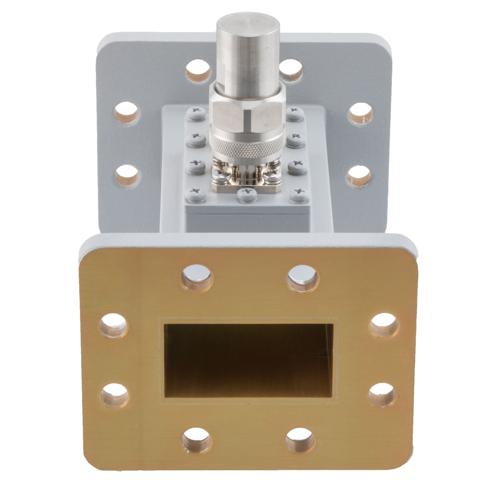 50 dB WR-159 Waveguide Loop Coupler, CPR159F Flange, N Female Coupled Port, 4.64 GHz to 7.05 GHz in Aluminum FMWCP1102N-50