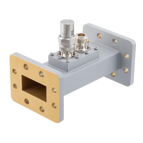 50 dB WR-159 Waveguide Loop Coupler, CPR159F Flange, N Female Coupled Port, 4.64 GHz to 7.05 GHz in Aluminum FMWCP1102N-50