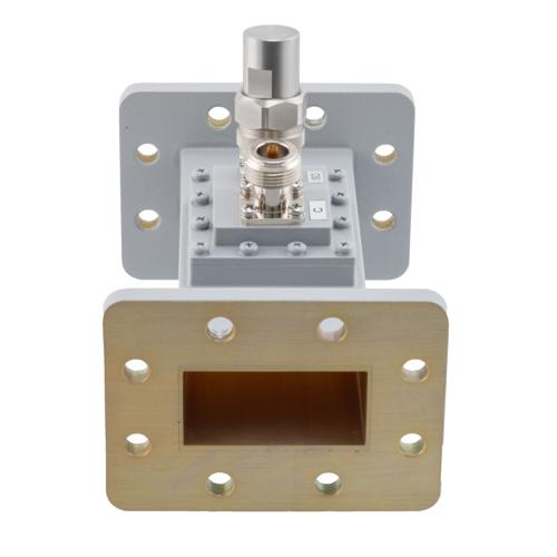 50 dB WR-187 Waveguide Loop Coupler, CPR187F Flange, N Female Coupled Port, 3.94 GHz to 5.99 GHz in Aluminum FMWCP1103N-50