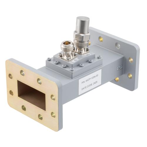50 dB WR-187 Waveguide Loop Coupler, CPR187F Flange, N Female Coupled Port, 3.94 GHz to 5.99 GHz in Aluminum FMWCP1103N-50