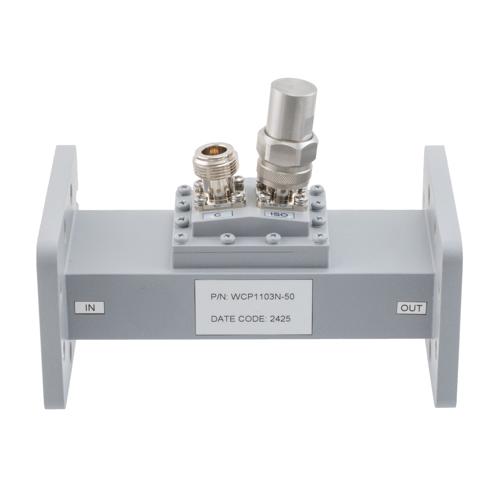 50 dB WR-187 Waveguide Loop Coupler, CPR187F Flange, N Female Coupled Port, 3.94 GHz to 5.99 GHz in Aluminum FMWCP1103N-50