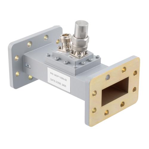 50 dB WR-187 Waveguide Loop Coupler, CPR187F Flange, N Female Coupled Port, 3.94 GHz to 5.99 GHz in Aluminum FMWCP1103N-50