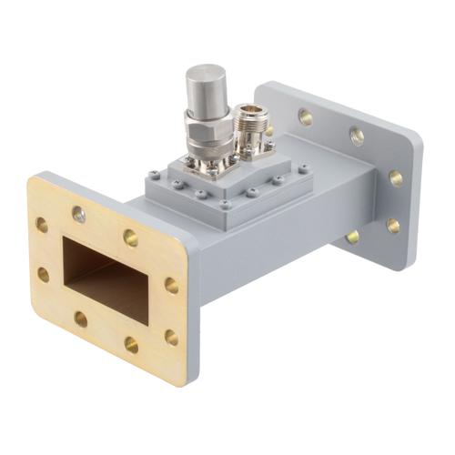 50 dB WR-187 Waveguide Loop Coupler, CPR187F Flange, N Female Coupled Port, 3.94 GHz to 5.99 GHz in Aluminum FMWCP1103N-50