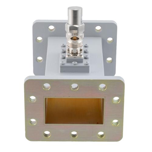 30 dB WR-229 Waveguide Loop Coupler, CPR229F Flange, N Female Coupled Port, 3.22 GHz to 4.9 GHz in Aluminum FMWCP1104N-30