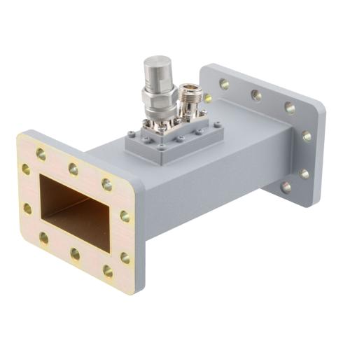 30 dB WR-229 Waveguide Loop Coupler, CPR229F Flange, N Female Coupled Port, 3.22 GHz to 4.9 GHz in Aluminum FMWCP1104N-30