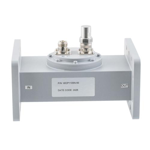 50 dB WR-340 Waveguide Loop Coupler, CPR340F Flange, N Female Coupled Port, 2.17 GHz to 3.3 GHz in Aluminum FMWCP1105N-50