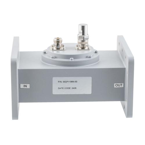 50 dB WR-430 Waveguide Loop Coupler, CPR430F Flange, N Female Coupled Port, 1.72 GHz to 2.61 GHz in Aluminum FMWCP1106N-50