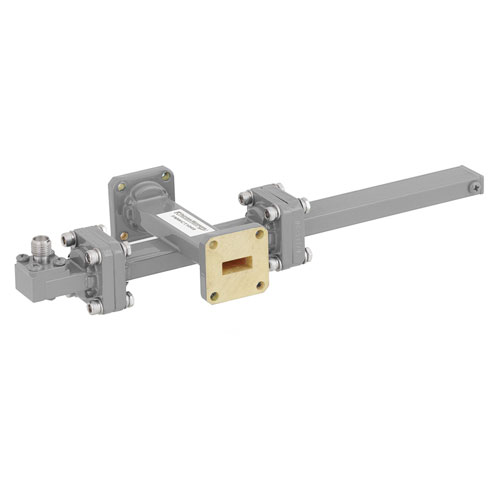 30 dB WR-42 Waveguide Crossguide Coupler with UG-595/U Square Cover Flange and SMA Female Coupled Port from 18 GHz to 26.5 GHz in Bronze FMWCT1049