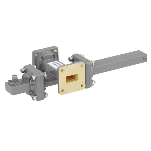 20 dB WR-62 Waveguide Crossguide Coupler with UG-419/U Square Cover Flange and SMA Female Coupled Port from 12.4 GHz to 18 GHz in Bronze FMWCT1056