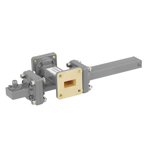 30 dB WR-62 Waveguide Crossguide Coupler with UG-419/U Square Cover Flange and SMA Female Coupled Port from 12.4 GHz to 18 GHz in Bronze FMWCT1057