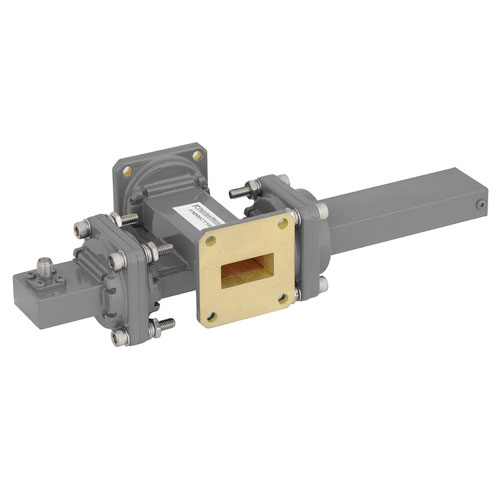 20 dB WR-90 Waveguide Crossguide Coupler with UG-39/U Square Cover Flange and SMA Female Coupled Port from 8.2 GHz to 12.4 GHz in Bronze FMWCT1068