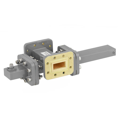 20 dB WR-90 Waveguide Crossguide Coupler with CPR-90G Flange and SMA Female Coupled Port from 8.2 GHz to 12.4 GHz in Bronze FMWCT1072