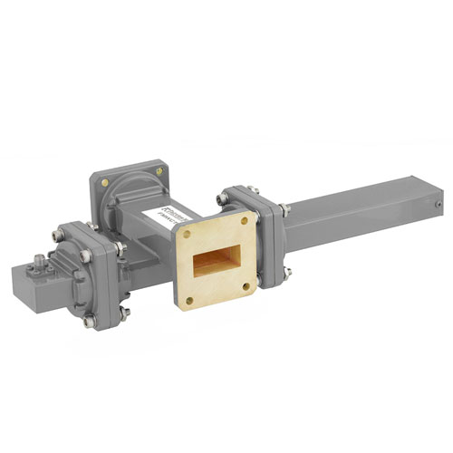 30 dB WR-112 Waveguide Crossguide Coupler with UG-51/U Square Cover Flange and SMA Female Coupled Port from 7.05 GHz to 10 GHz in Bronze FMWCT1085