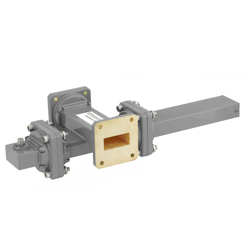 40 dB WR-112 Waveguide Crossguide Coupler with UG-51/U Square Cover Flange and SMA Female Coupled Port from 7.05 GHz to 10 GHz in Bronze FMWCT1086