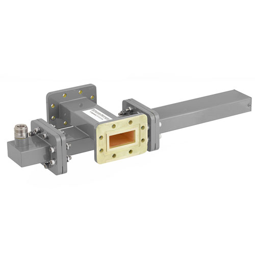 30 dB WR-137 Waveguide Crossguide Coupler with CPR-137G Flange and N Female Coupled Port from 5.85 GHz to 8.2 GHz in Bronze FMWCT1113