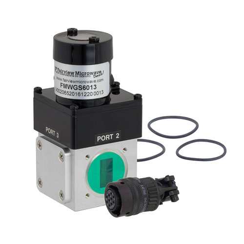 WR-75 Waveguide Electromechanical Relay Latching Switch SPDT 15 GHz Max Frequency, 3,500 Watts X, Ku Band Square Cover Flange FMWGS6013