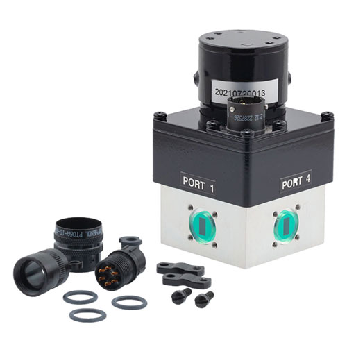 WR-28 Waveguide Electromechanical Relay Failsafe, Ka Band Switch SPDT/DPDT 40 GHz Max Freq., 550 Watts UG O-Ring, 12V, Indicators FMWGS6056