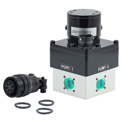 WR-28 Waveguide Electromechanical Relay Failsafe, Ka Band Switch SPDT/DPDT 40 GHz Max Freq., 550 Watts UG O-Ring, 28V, Indicators FMWGS6057