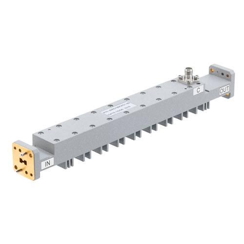 30 dB WRD-180 Double Ridge Waveguide Broadwall Coupler, 2.92mm Female Coupled Port, 18 GHz to 40 GHz in Brass FMWRD180CP01-30