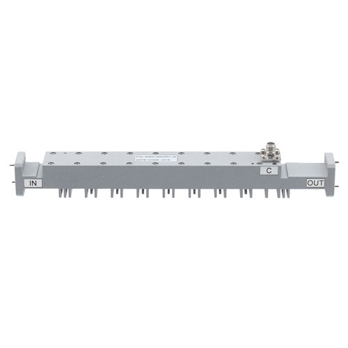 30 dB WRD-180 Double Ridge Waveguide Broadwall Coupler, 2.92mm Female Coupled Port, 18 GHz to 40 GHz in Brass FMWRD180CP01-30