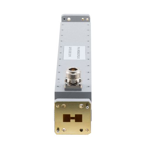 30 dB WRD-650 Double Ridge Waveguide Broadwall Coupler, N Female Coupled Port, 6.5 GHz to 18 GHz in Brass FMWRD650CP02-30