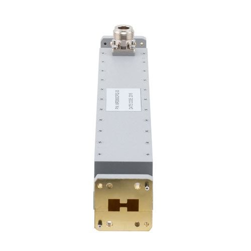 30 dB WRD-650 Double Ridge Waveguide Broadwall Coupler, N Female Coupled Port, 6.5 GHz to 18 GHz in Brass FMWRD650CP02-30