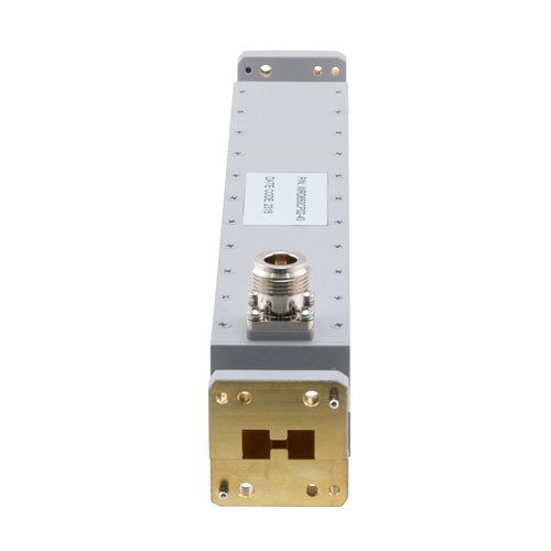 40 dB WRD-650 Double Ridge Waveguide Broadwall Coupler, N Female Coupled Port, 6.5 GHz to 18 GHz in Brass FMWRD650CP02-40