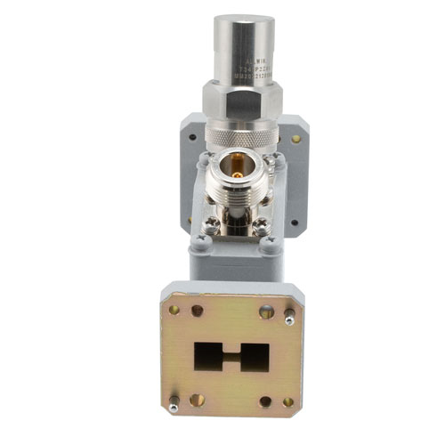 40 dB WRD-650 Double Ridge Waveguide Loop Coupler, N Female Coupled Port, 6.5 GHz to 18 GHz in Aluminum FMWRD650CP04-40