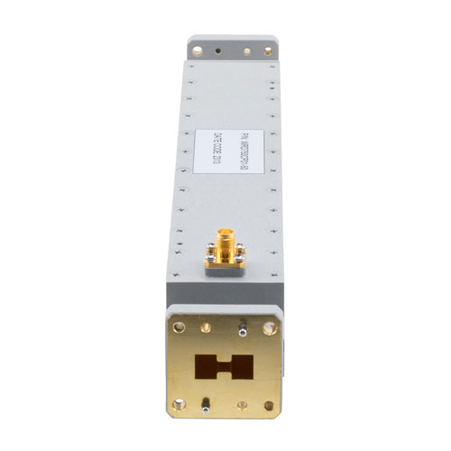 50 dB WRD-750 Double Ridge Waveguide Broadwall Coupler, SMA Female Coupled Port, 7.5 GHz to 18 GHz in Brass FMWRD750CP01-50