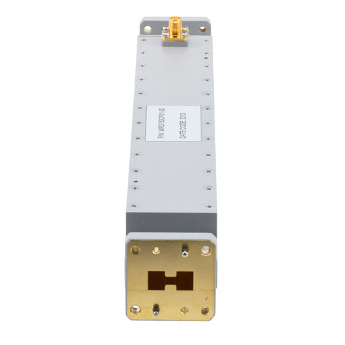 50 dB WRD-750 Double Ridge Waveguide Broadwall Coupler, SMA Female Coupled Port, 7.5 GHz to 18 GHz in Brass FMWRD750CP01-50