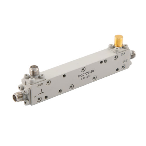 SMA Directional Coupler 30 dB Coupled Port From 700 MHz to 2.7 GHz Rated To 50 Watts MC0727-30