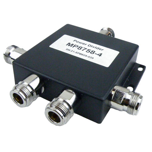 4 Way Power Divider N Connectors From 800 MHz to 2.5 GHz Rated at 50 Watts MP8758-4