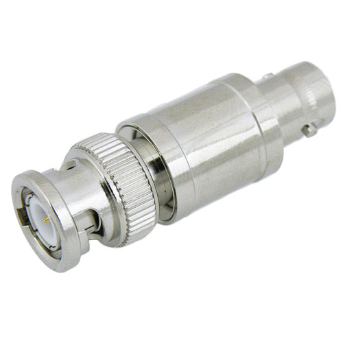 4 dB Fixed Attenuator BNC Male (Plug) to BNC Female (Jack) Up to 3 GHz Rated to 2 Watts, Brass Nickel Body SA03B-04