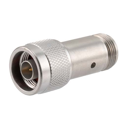 30 dB Fixed Attenuator N Male (Plug) to N Female (Jack) Up to 18 GHz Rated to 2 Watts, Passivated Stainless Steel Body, 1.5 VSWR SA18N-30