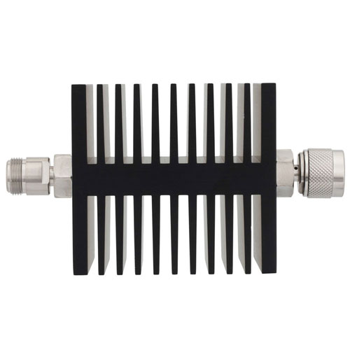 50 dB Fixed Attenuator N Female (Jack) to N Male (Plug) Directional Up to 6 GHz Rated to 50 Watts, Heatsink Body, 1.3 VSWR SA18NFNM50W-50