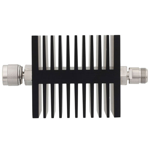 10 dB Fixed Attenuator N Male (Plug) to N Female (Jack) Directional Up to 18 GHz Rated to 50 Watts, Heatsink Body, 1.6 VSWR SA18NMNF50W-10