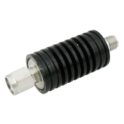 2 dB Fixed Attenuator SMA Male (Plug) to SMA Female (Jack) Up to 18 GHz Rated to 10 Watts, Heatsink Body, 1.3 VSWR SA18S10W-02