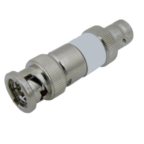 40 dB Fixed Attenuator 75 Ohm BNC Male (Plug) to 75 Ohm BNC Female (Jack) Up to 2 GHz Rated to 2 Watts, Brass Nickel Body, 1.2 VSWR SA2B75-40