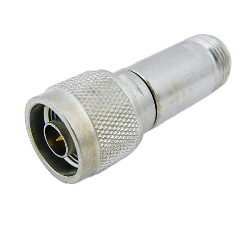 8 dB Fixed Attenuator N Male (Plug) To N Female (Jack) Up To 3 GHz Rated To 2 Watts, Brass Tri-Metal Body, 1.25 VSWR SA3N-08