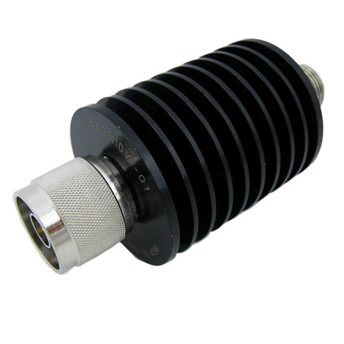 1 dB Fixed Attenuator N Male (Plug) to N Female (Jack) Up to 3 GHz Rated to 10 Watts, Heatsink Body, 1.2 VSWR SA3N10W-01