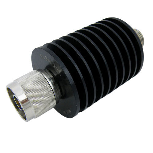30 dB Fixed Attenuator N Male (Plug) to N Female (Jack) Up to 3 GHz Rated to 10 Watts, Heatsink Body, 1.2 VSWR SA3N10W-30