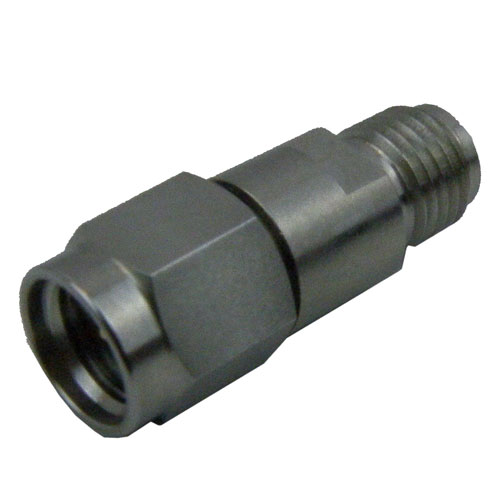 15 dB Fixed Attenuator 2.92mm Male (Plug) To 2.92mm Female (Jack) Up To 40 GHz Rated To 0.5 Watts, Passivated Stainless Steel Body, 1.4 VSWR SA40-15